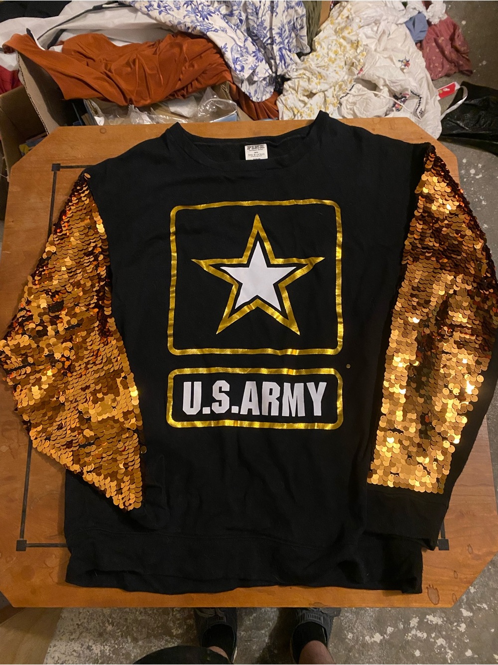 U.S. Army Sequin Sleeve Black with Gold Sequins